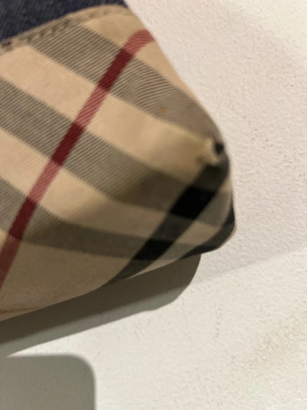 Burberry Navy and Beige Plaid Top-Frame Satchel - Picture 7 of 11